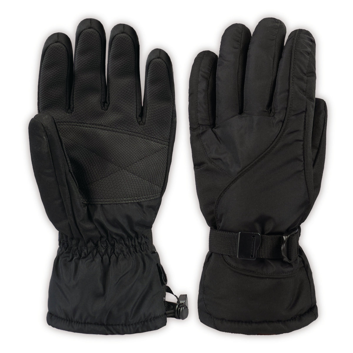 A pair of black women's gloves on a white background