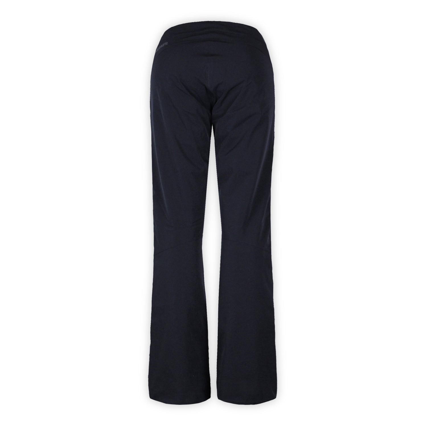 back of black snow pants on a white background