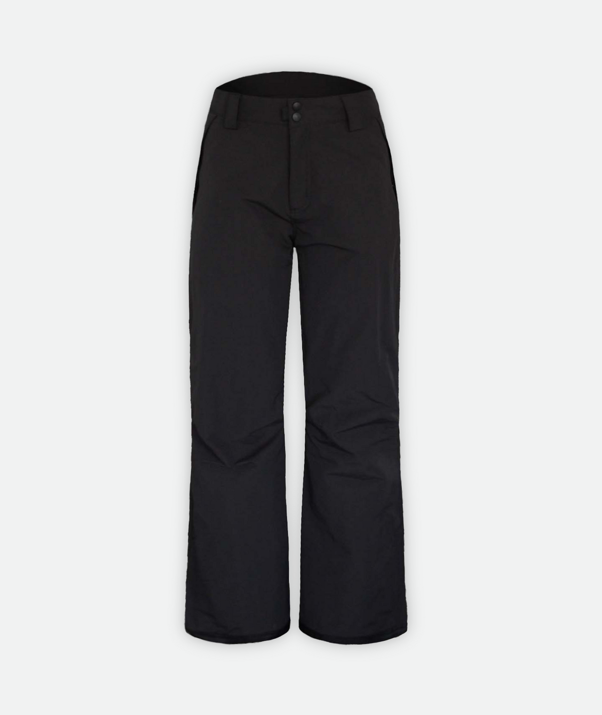 Youth snow pants in a black on a white background