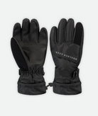 black gloves with white boulder gear logo on a white background