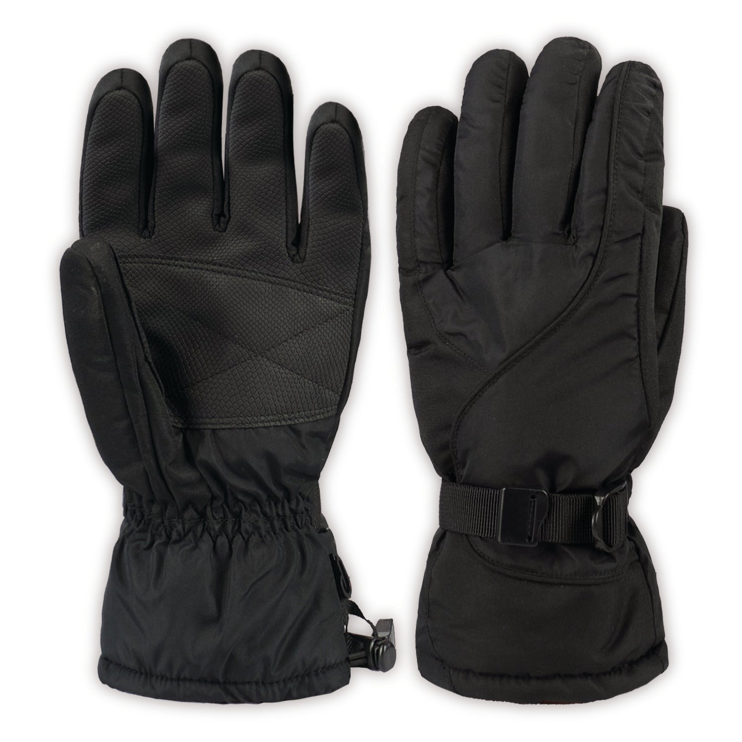 A pair of black women's gloves on a white background
