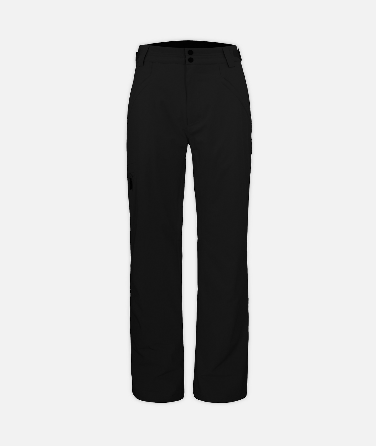 black snow pants on a white background