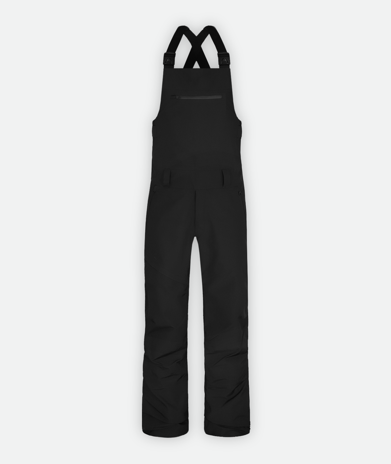 black snow bibs on a white background