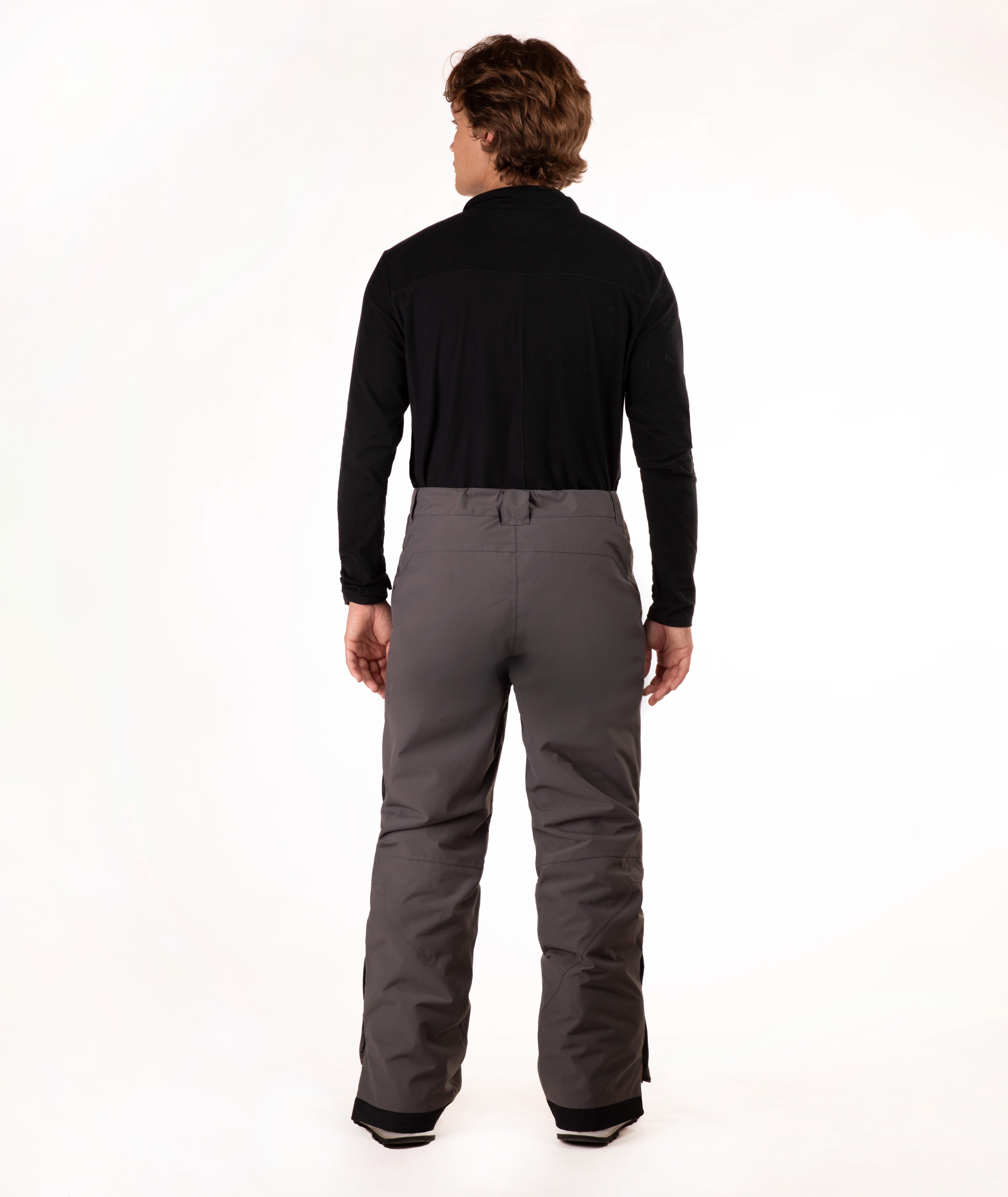 back of Person wearing a gray pants on a white background