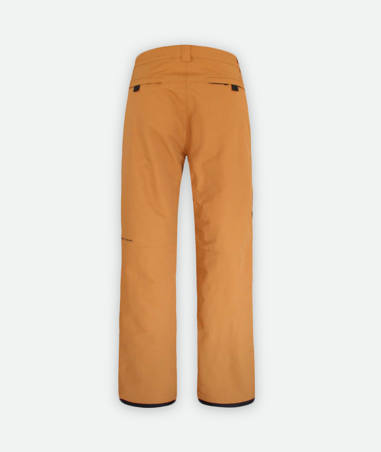 a back of a pair of women's bronze-colored ski pants on a white background 
