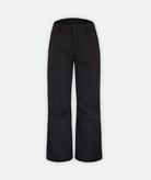 A pair of women's black ski pants on a white background 