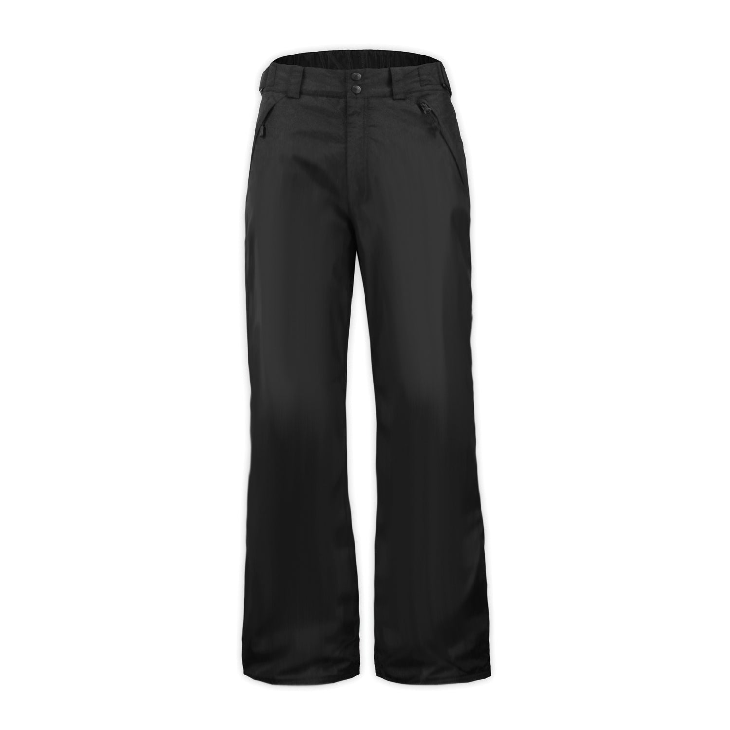 a pair of black snow pants on a white background