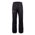 a pair of black snow pants with gray leg zipper on a white background