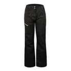 a pair of black snow pants with gray leg zipper on a white background